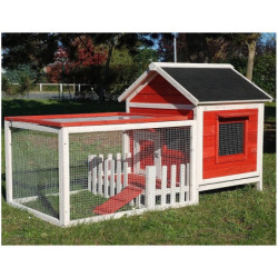 Clapier d’extérieur en bois 145x74x82cm corail Cottage Animals - Lifland