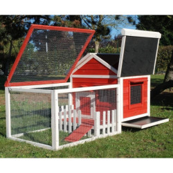 Clapier d’extérieur en bois 145x74x82cm corail Cottage Animals - Lifland