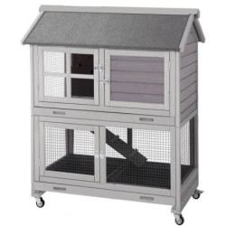 Clapier d'intérieur et extérieur en bois L98x65xH112,5cm sur roues Cotland - Lifland