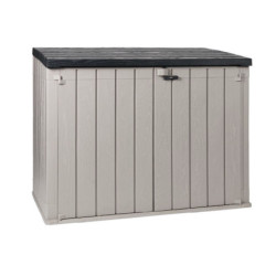 Coffre de jardin multifonctions en résine - Taupe - 2270L toit plat marron - Storaway plus 2XL - Toomax
