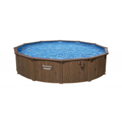 Piscine hors sol ronde Hydrium™ Ø490x130cm en acier aspect bois - Bestway