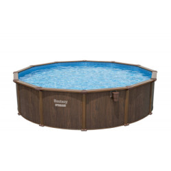 Piscine hors sol ronde Hydrium™ Ø550x130cm en acier aspect bois - Bestway