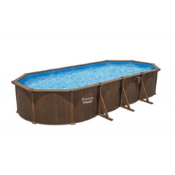 Piscine hors sol ovale Hydrium™ 730x360x130cm en acier aspect bois - Bestway