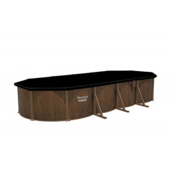 Piscine hors sol ovale Hydrium™ 730x360x130cm en acier aspect bois - Bestway