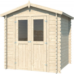 Abri de jardin deux pans en bois massif 2,45m² - madriers 28mm - Eden