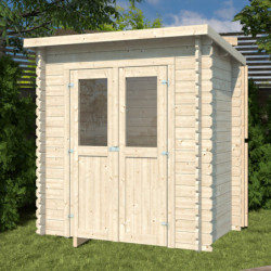 Abri de jardin monopente en bois massif 1,95m² - madriers 28mm - Eden	