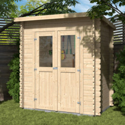 Abri de jardin monopente en bois massif 1,95m² - madriers 28mm - Eden	