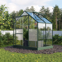 Serre de jardin Planet 2,5m² en aluminium émeraude et verre de sécurité 3mm - Vitavia