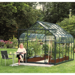 Serre de jardin Diana 9,9m² en aluminium émeraude et verre de sécurité 3mm - Vitavia