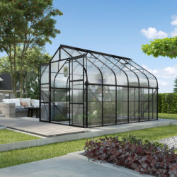 Serre de jardin Diana 9,9m² en aluminium noir et panneaux de polycarbonate 4mm - Vitavia