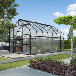 Serre de jardin Diana 11,5m² en aluminium noir et panneaux de polycarbonate 4mm - Vitavia