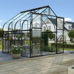 Serre de jardin Diana 6,7m² en aluminium noir et verre de sécurité 3mm - Vitavia