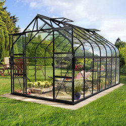 Serre de jardin Diana 11,5m² en aluminium noir et verre de sécurité 3mm - Vitavia