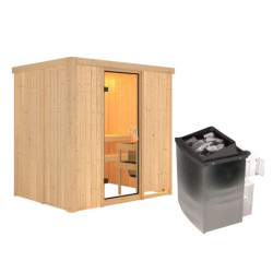 Sauna traditionnel BODIN - poêle 9000W ctrl intégré sans couronne - KARIBU	