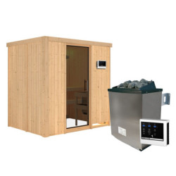 Sauna traditionnel BODIN - poêle 9000W ctrl externe sans couronne - KARIBU