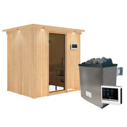 Sauna traditionnel BODIN - poêle 9000W ctrl externe et couronne - KARIBU