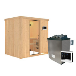 Sauna traditionnel BODIN - poêle 9000W ctrl externe sans couronne - KARIBU
