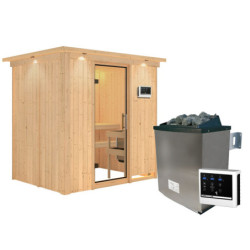 Sauna traditionnel BODIN - poêle 9000W ctrl externe et couronne - KARIBU